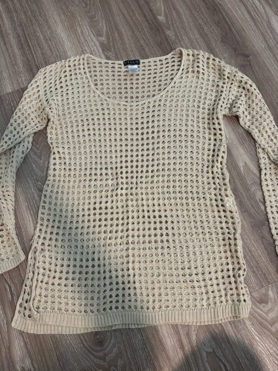 VENUS Sweaters - Beige Crochet Sweater